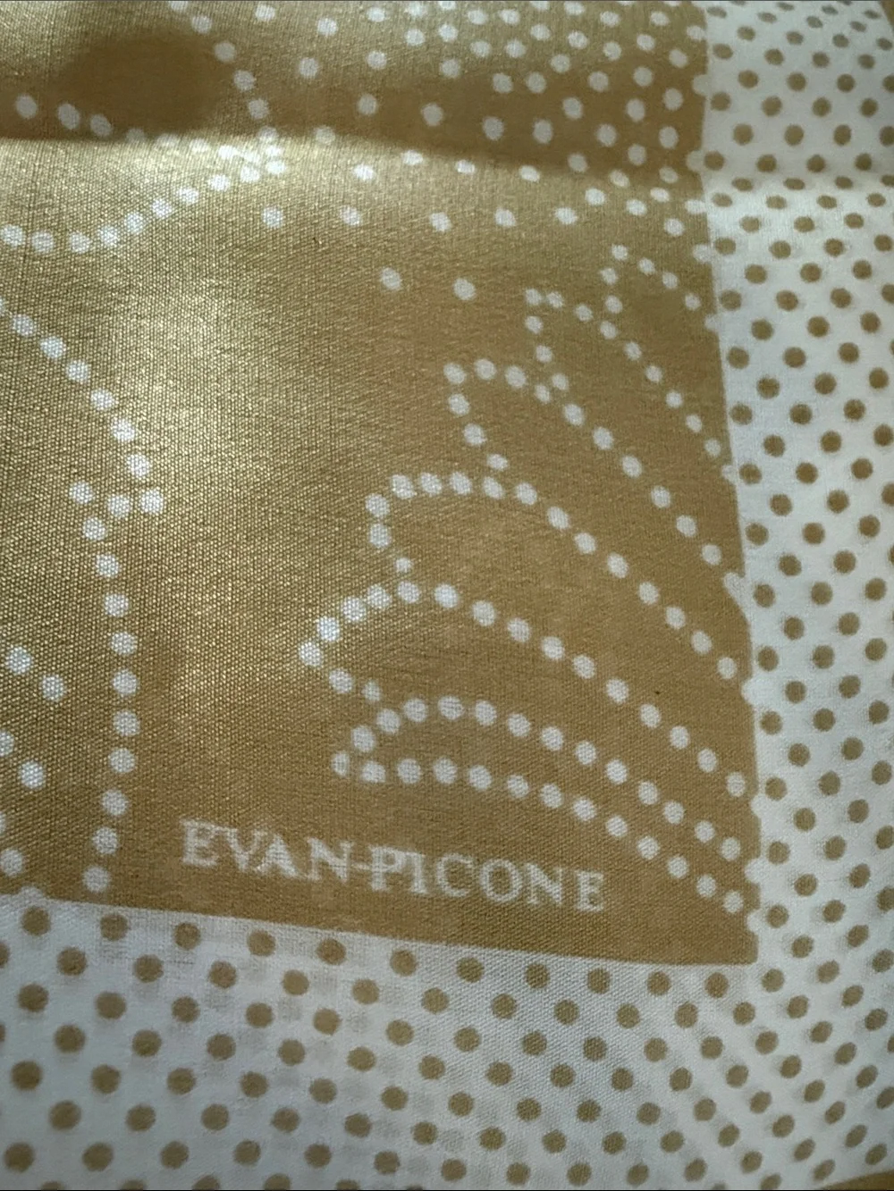 VTG Evan Picone Dotted Floral Pattern Golden Look Silk Square Scarf
